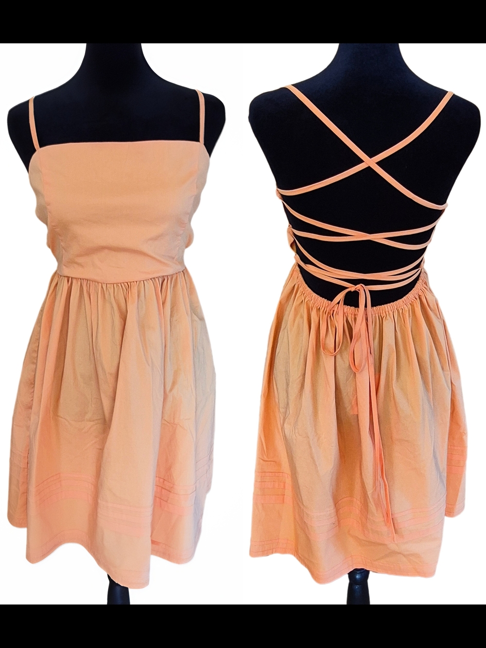 Forever 21 Peach Lace-Up Open Back Fit & Flare Dress NWT Size Medium